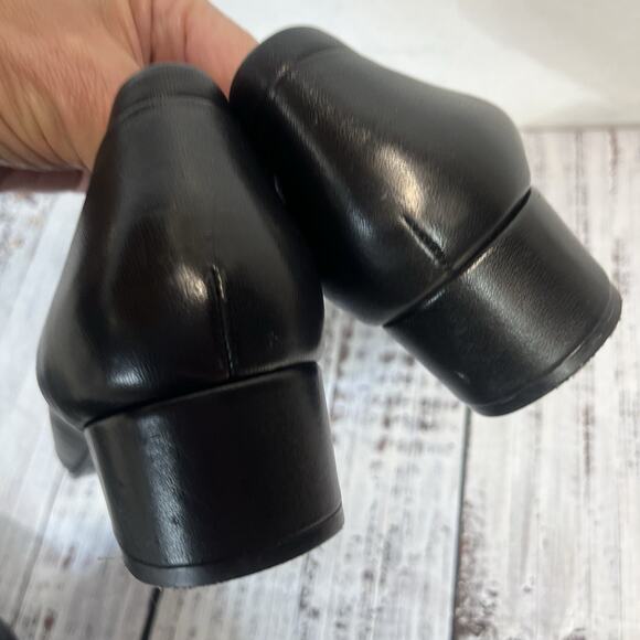 Trotters Black Leather Slip On Heels Shoes size 9.5 N Comfort Supper Career - Picture 11 of 12